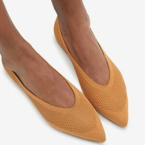 Everlane Mustard Knit Pointed Toe Flats